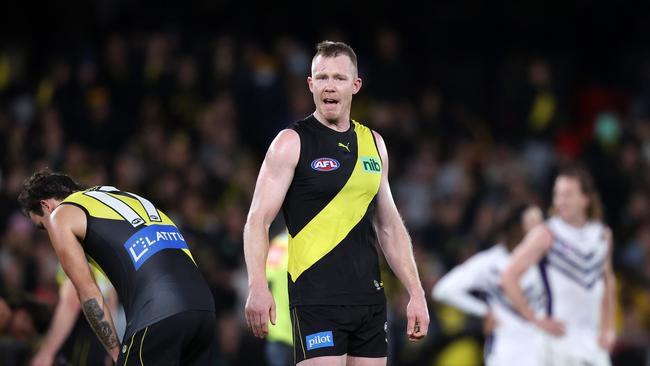 Jack Riewoldt after Friday night’s draw. Picture: Mark Stewart