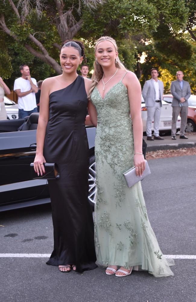 Charlee Mills and Madi Te Kauru at Kawana Waters State College Year 12 formal 2024.