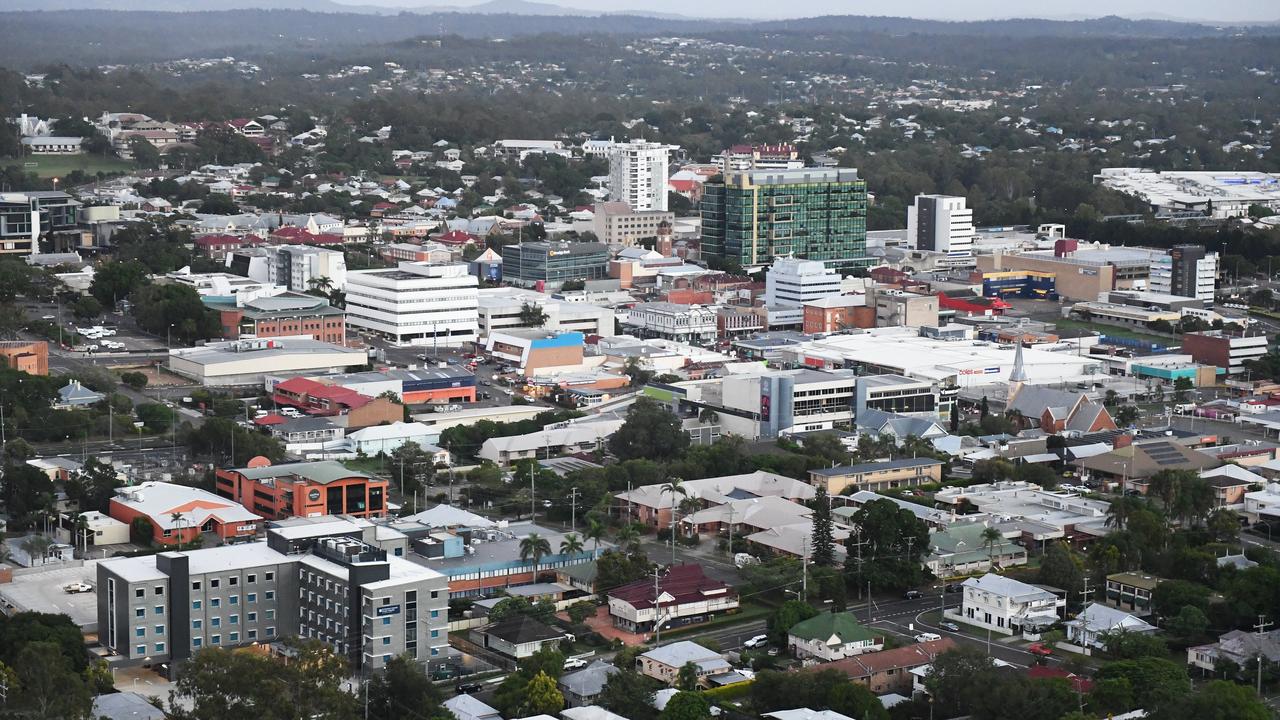 An aerial view of the Ipswich CBD.