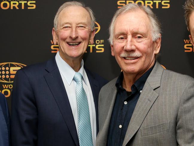 From left Ian Healy, Bill Lawry, Ian Chappell and Michael Clarke at the launch of this summers Cricket Ashes, held at the Hotel Centennial in Woollahra. Picture: Jonathan Ng