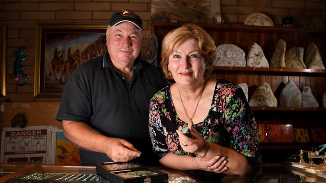 John and Yoka Dunstan from John &amp; Yoka's Opal Art, Coober Pedy. Picture: Tricia Watkinson