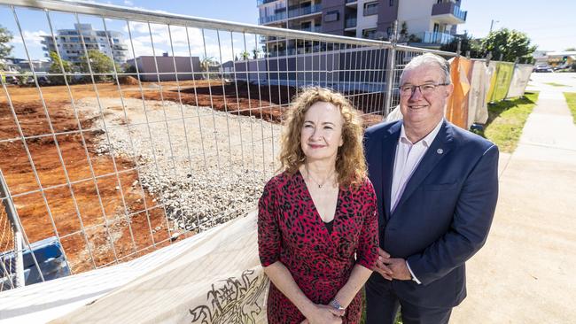 Rebecca Oelkers, CEO Brisbane Housing Company, and Moreton Bay Mayor Peter Flannery at the site of the proposed new housing.