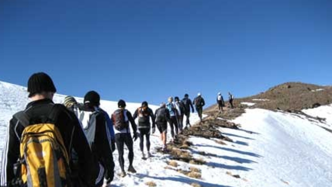 The Collingwood Football Club has settled in to its training camp at the Northern Arizona University (NAU) high altitude training centre in Flagstaff, Arizona. Trekking up to the top of Mt Humphrey. Picture: Suopplied