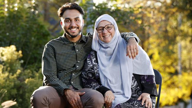 Mahboba Rawi and son Nawid Cina run the charity Mahboba's Promise which has helped 10 orphans and their carers fly to Australia after a daring escape from the Taliban. Picture: Jonathan Ng