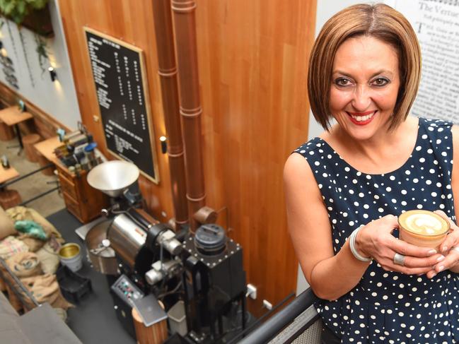 Barista trainer and coffee consultant Maria Paoli at Vertue Coffee in Carlton. Picture: Tony Gough