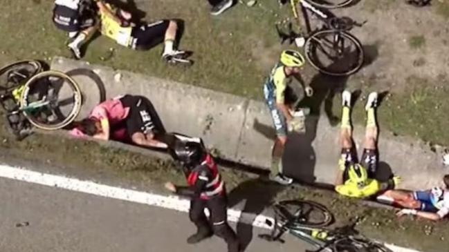 Leading Australian rider Jay Vine was involved in a serious crash. Picture: Eurosport