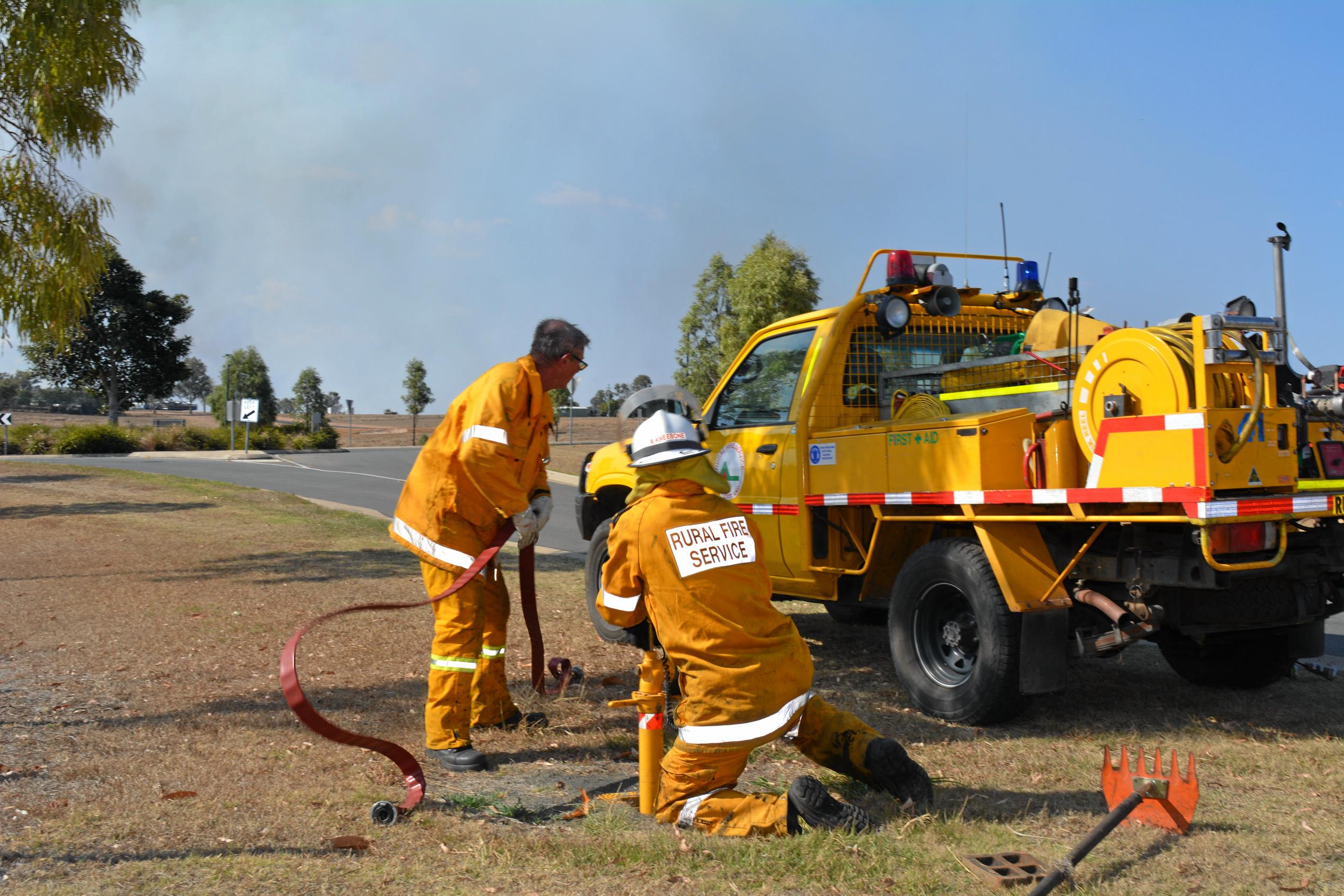 Crews are battling a grass fire which started at Philps road, Grantham. September 13, 2018. Picture: MEG BOLTON