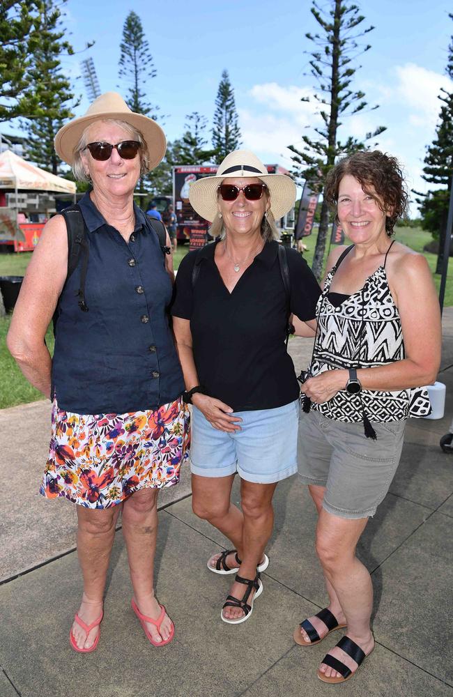 Sandy Kunn, Charisy Melb and Elmarie Steyn at Picnic by the Lake, Kawana. Picture: Patrick Woods.