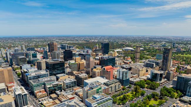 Aerial image of Adelaide CBD skyline. Picture: Supplied by Colliers