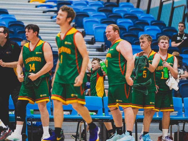 Tasmania's Ivor Burge men's team at the 2025 Basketball Australia Under-20 & Ivor Burge National Championships. Picture: Taylor Earnshaw