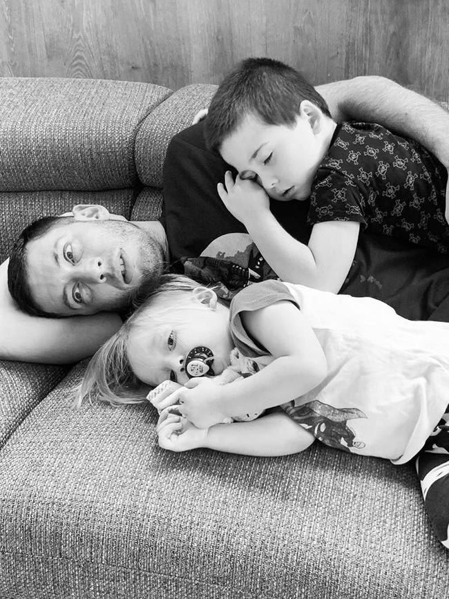 Erin McNaught shares a snap of husband Example with their two sons. Photo: Instagram.