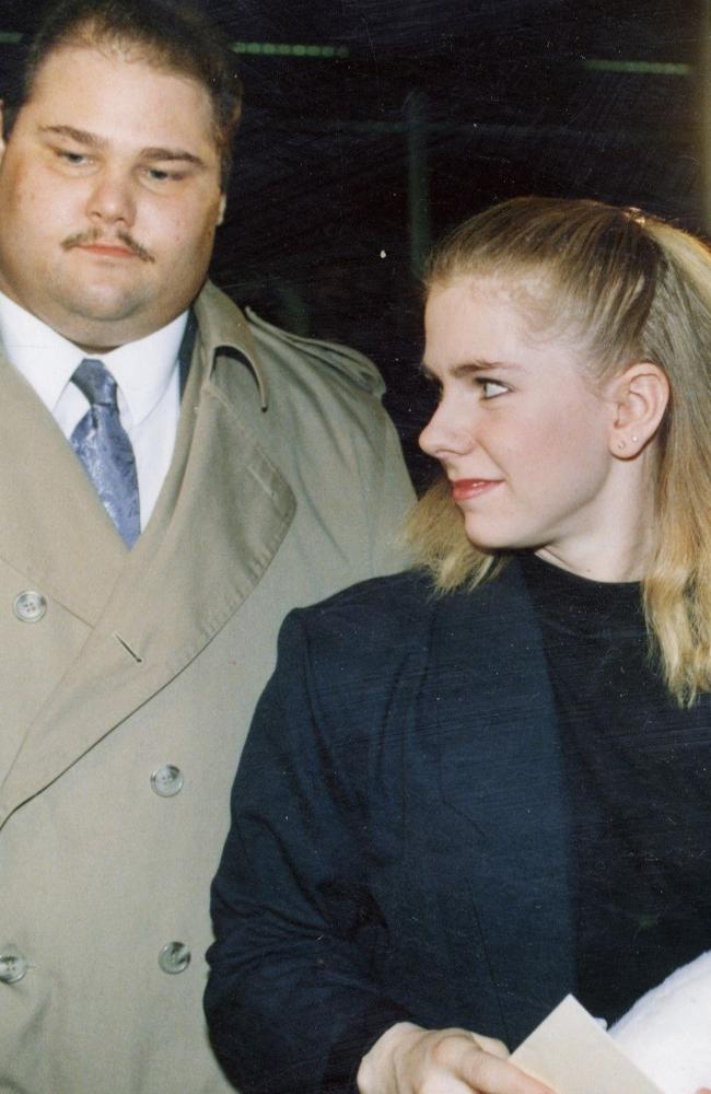 Tonya Harding, right, with her bodyguard Shawn Eckardt, pictured in 1994. Picture: AP