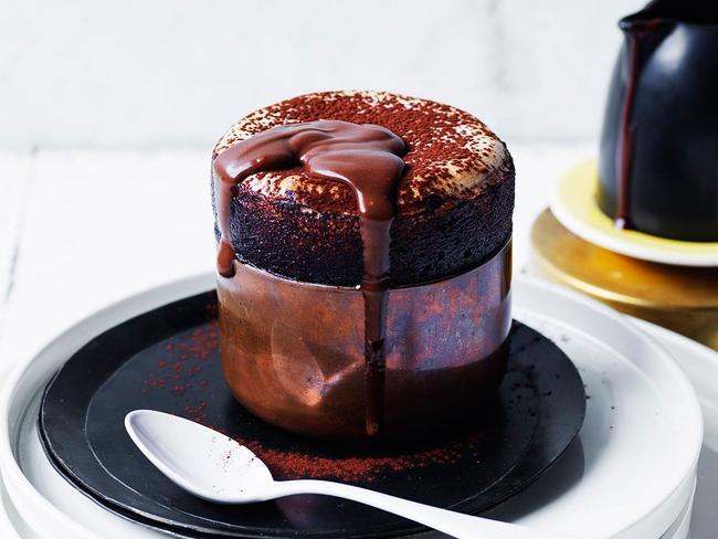 Banana and chocolate souffle.