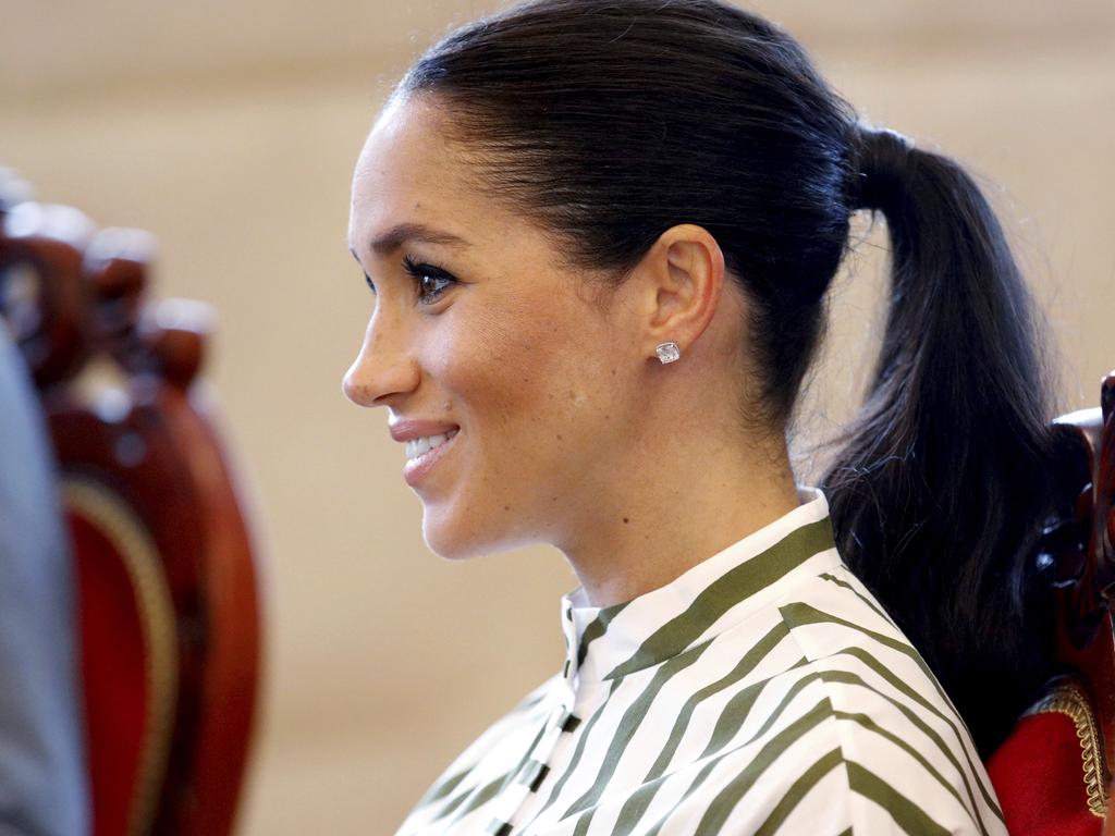 The earrings seem to be the Maison Birks white quartz studs that she often wears. Picture: Phil Nobel/AP