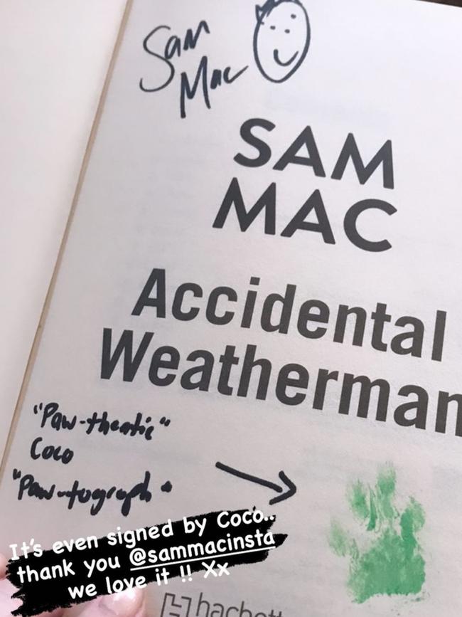 Sam Armytage Instagram stories on Sam Mac's book, Accidental Weatherman.