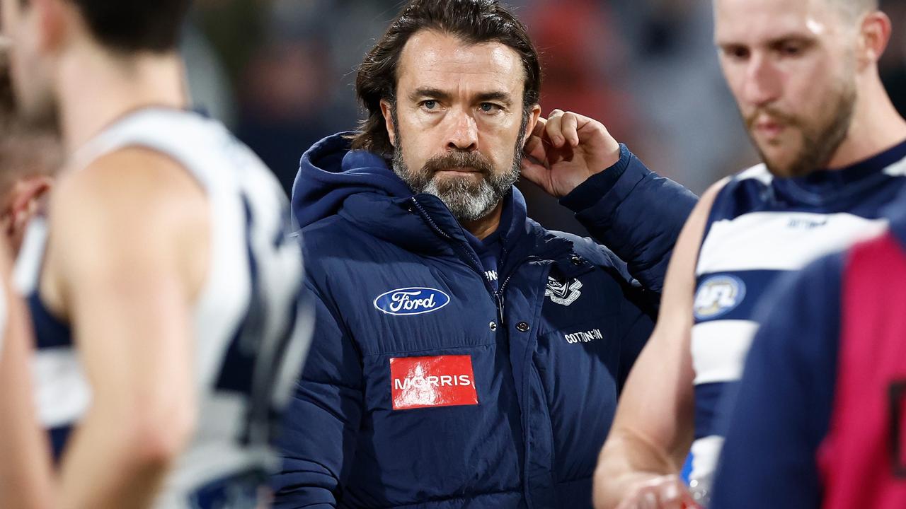 Geelong coach Chris Scott said it had been one of his most challenging seasons at Kardinia Park. Picture: Michael Willson/AFL Photos via Getty Images.