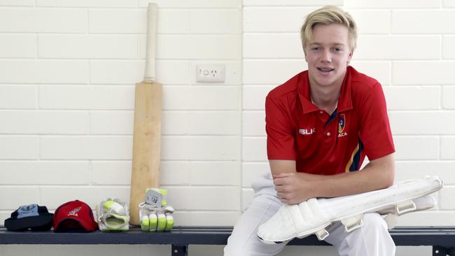 Isaac Higgins made a splash at both the under-17 and under-19 national cricket championships in 2019, as well as making his A grade debut for Glenelg. Picture: AAP/Dean Martin