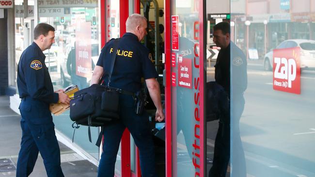 Police investigate a "random" knife attack at Zap Fitness in Kings Meadows. Picture: PATRICK GEE