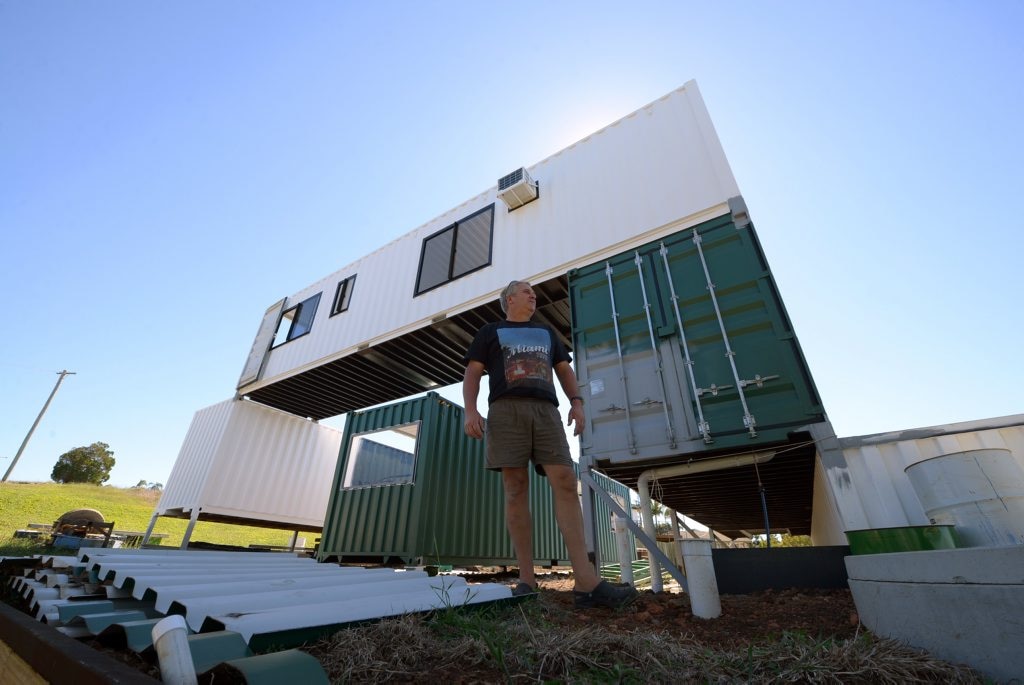 GRAND DESIGN: Phil Murphy is building a unique house on The Hummock out of shipping containers. Photo taken on 27 April 2015. Photo: Max Fleet / NewsMail. Picture: Max Fleet