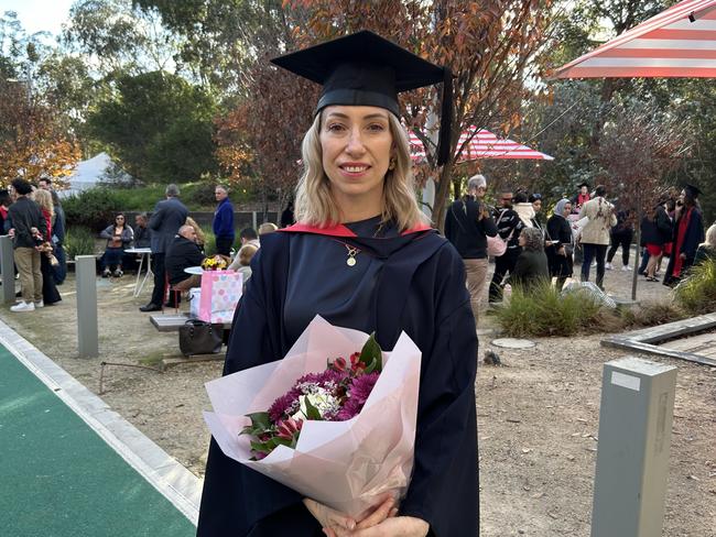 Rachael Brown graduates with a Bachelor of Nursing from La Trobe University on May 14, 2024. Picture: Brittany Busch