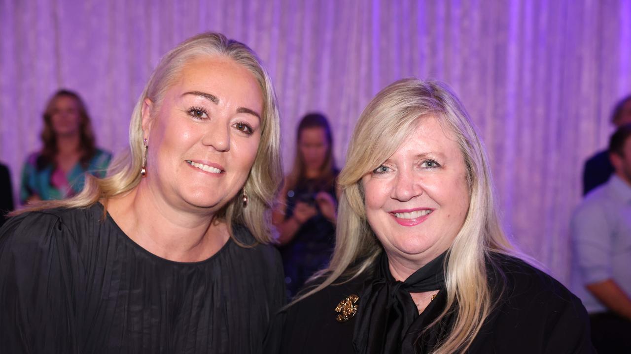 Kristy Buist and Karen Phillips at the 2024 Gold Coast Marathon welcome function at Crowne Plaza Surfers Paradise for Gold Coast at Large. Picture, Portia Large.