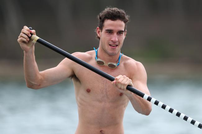 GOLD COAST, AUSTRALIA - JANUARY 23: Ben King during a Gold Coast Suns AFL training session at Palm Beach Parklands on January 23, 2020 in Gold Coast, Australia. (Photo by Chris Hyde/Getty Images)