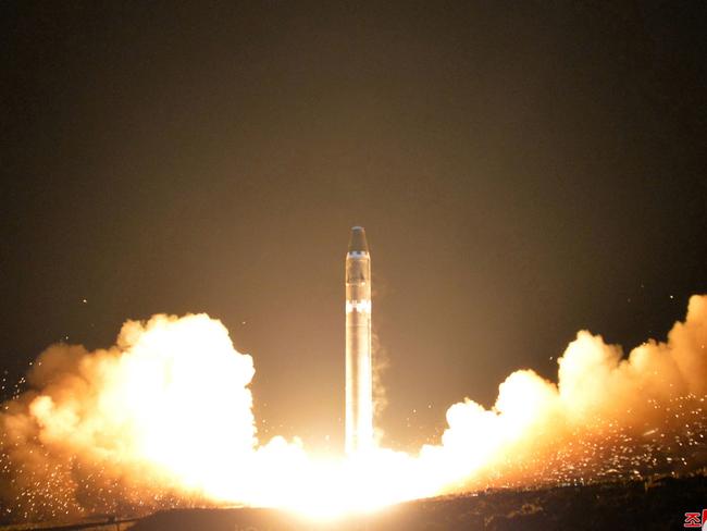 North Korea launched the Hwasong-15 intercontinental ballistic missile in November which it claimed was capable of hitting the US mainland. Picture: KNCA/KNS/AP