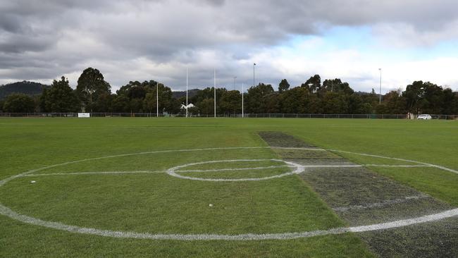 Richmond Oval is the home ground of Clarence Football Club for season 2020. Cricket pitch still visible on the playing surface. Picture: NIKKI DAVIS-JONES