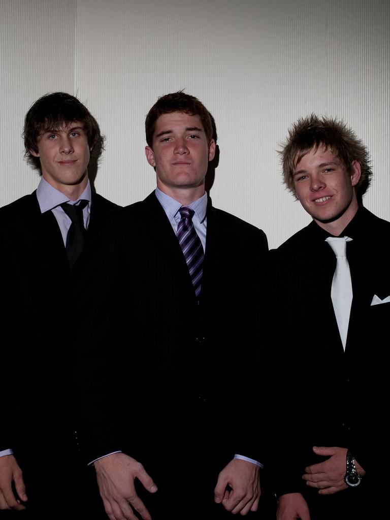 Joel Cavanough, Jack O’Shaughnessy and Jesse Brown at the 2009 Taminmin College formal at the Crown Hotel. Picture: NT NEWS