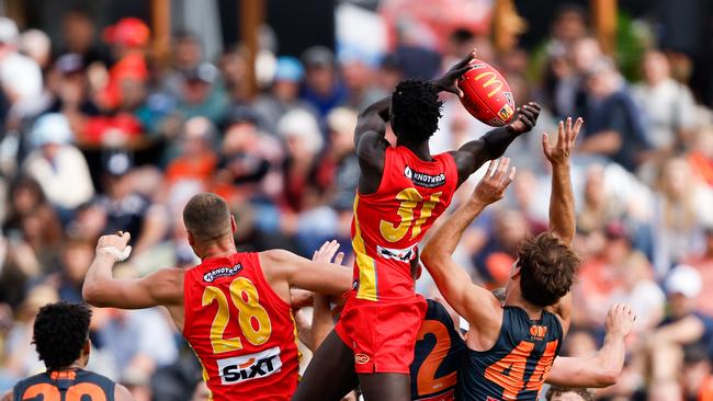 Mac Andrew is an aerial threat in defence for the Suns. Photo: Dylan Burns.