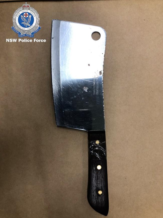 More than 110 knives, including this meat cleaver, were seized as part of Operation Foil II. Picture: NSW Police