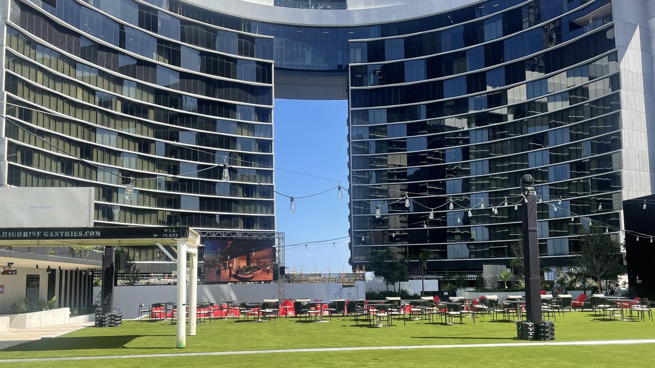 Outdoor public space at the Queen’s Wharf development. Picture: Glen Norris