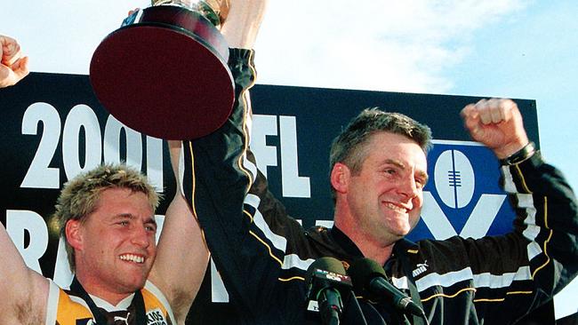 Box Hill celebrates its 2001 VFL premiership win Picture: Tom Campbell