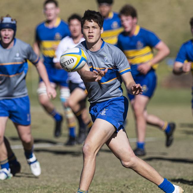 Oliver Chancellor of Churchie 1st XV against Toowoomba Grammar School 1st XV in Round 4 GPS Queensland Rugby at TGS Old Boys Oval, Saturday, August 3, 2024. Picture: Kevin Farmer