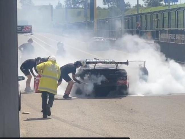 Golding's car catches fire in Sydney