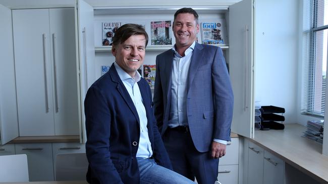 Bauer CEO Brendon Hill, right, with COO Veit Dengler. Picture: Britta Campion