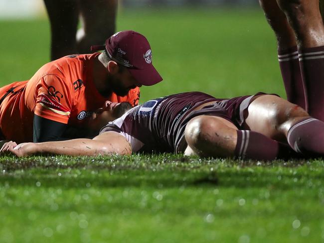 Manly’s Marty Taupau says being knocked out was “scary” Picture: /Getty Images