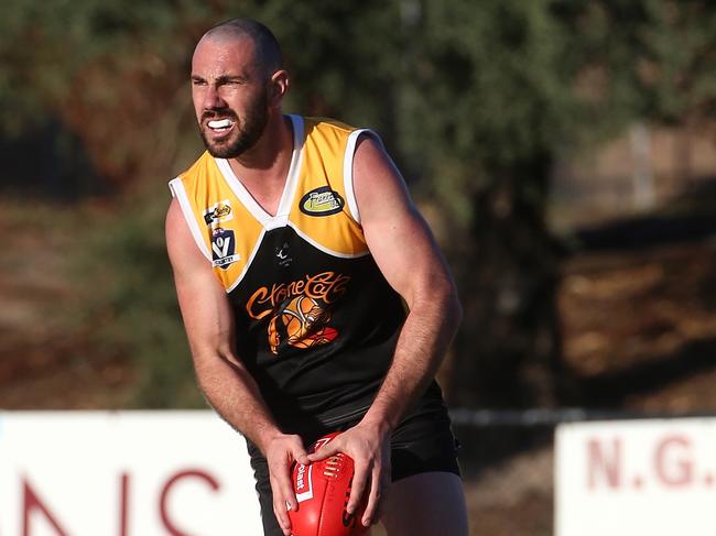 Byron Barry of Frankston in action during the Peninsula League match between Frankston YCW and Edi-Asp played at John Coburn Oval on Saturday, May 14, 2016, in Frankston, Victoria, Australia. Picture: Hamish Blair