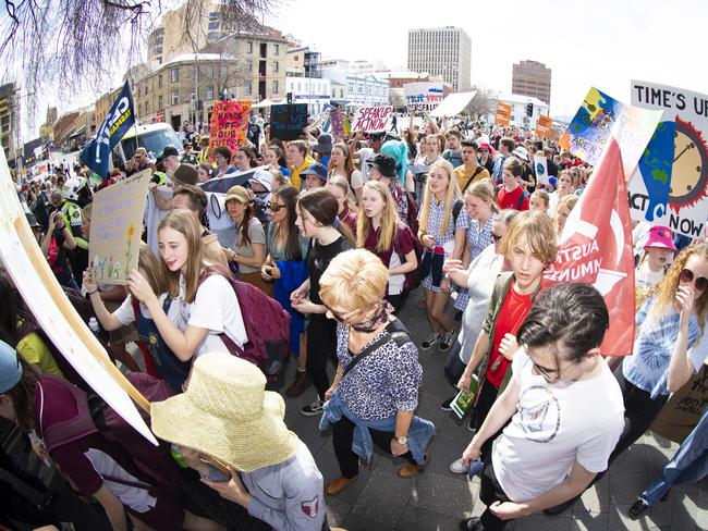 Climate strike rally in Hobart. Picture: RICHARD JUPE