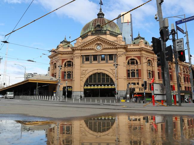 MELBOURNE, AUSTRALIA - NewsWire Photos AUGUST 13, 2020:ÃA very quiet Swanston Street and Flinders St Station during a stage four lockdown in Melbourne.ÃÃPicture: NCA NewsWire / David Crosling