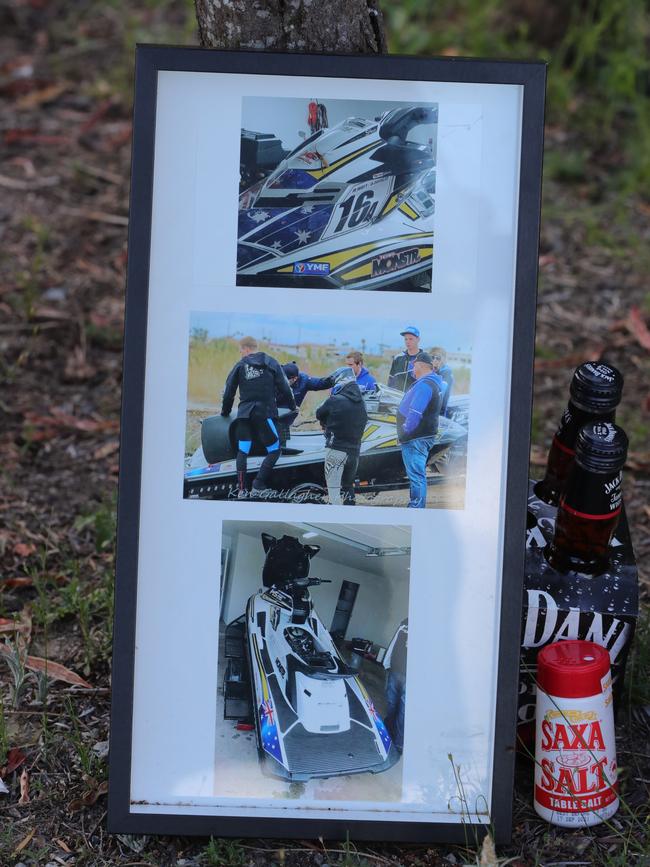 A tribute left at one of the scenes. Picture: Glenn Hampson