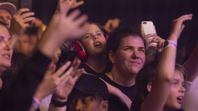 The crowd enjoying Hilltop Hoods at NTI Townsville 500 Supercars concert on Saturday night.