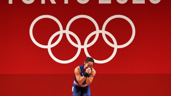 Hidilyn Diaz of Team Philippines competes during the Weightlifting. Picture: Getty Images