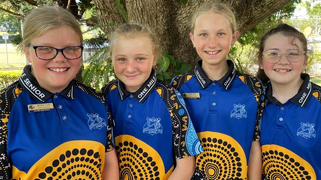 One Mile State School 2023 school captains: Mollie Cork, Sophie Mullaly, Tully Bell and Ella.