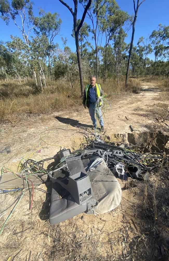 Townsville TIDY Up co-ordinator Dave Dudley is seeing red over illegally dumped remains of copper thefts. Picture: Dave Dudley.