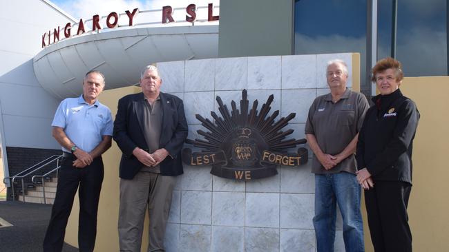 Kingaroy RSL treasurer Barry Krosch with President Ross Olsson, secretary treasurer Maxine Tessmann and vice president Michael Barrett.