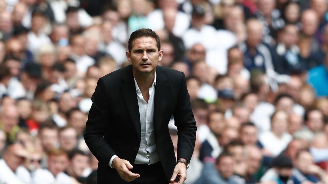 Derby County's English manager Frank Lampard looks on