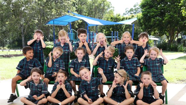 My First Year: Mudgeeraba Creek State School Prep H. Front row: Penelope, Penelope, Malakai, Florence, Mitchell. Middle row: Rishi, Cohen, Lily, Charlie, Juliette, Skylar. Back row: Liam, Freddie, Oliver, Aria, Jolie, Mateo. Picture: Glenn Hampson.