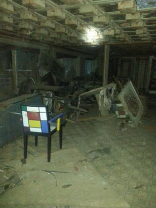 Waterlogged and rotting ... a restaurant on the Costa Concordia. Picture: Massimo Sestini