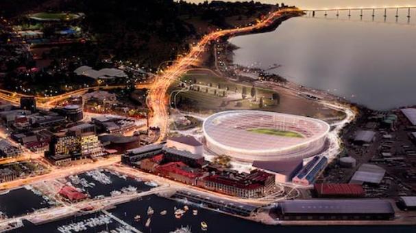A concept image of Hobart's proposed stadium at Macquarie Point — the design is yet to be finalised.(Supplied: AFL)Tasmania AFL Tasmania Devils AFL stadium